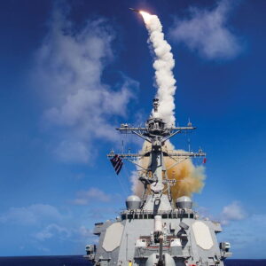 Launch of an SM-6 from an Arleigh Burke-class destroyer. Photo: RTX/BS