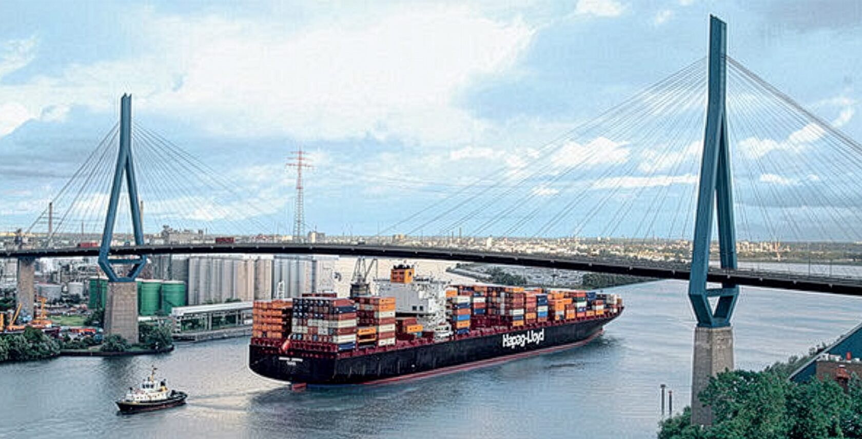 Photo: Köhlbrand Bridge - a bridge of national importance. Hapag Lloyd