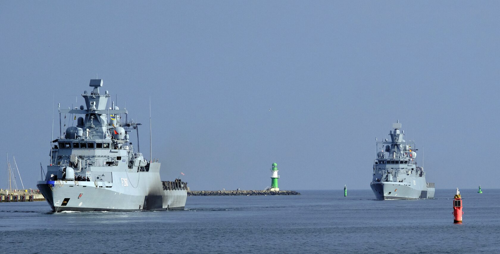 Photo: Corvette „Karlsruhe“ arrived in Warnemünde for the first time together with the „Braunschweig“. Daniel Angres