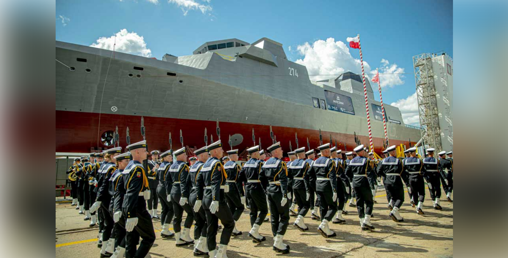 Taufe der ersten Fregatte auf der Werft in Gdynia © PGZ Stocznia Wojenna Comcam.pl