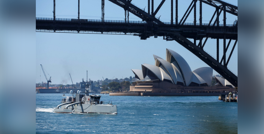 Das MUSV Sea Hunter nahm 2023 an bilateralen Übungen mit der australischen Marine teil. Foto: US Navy