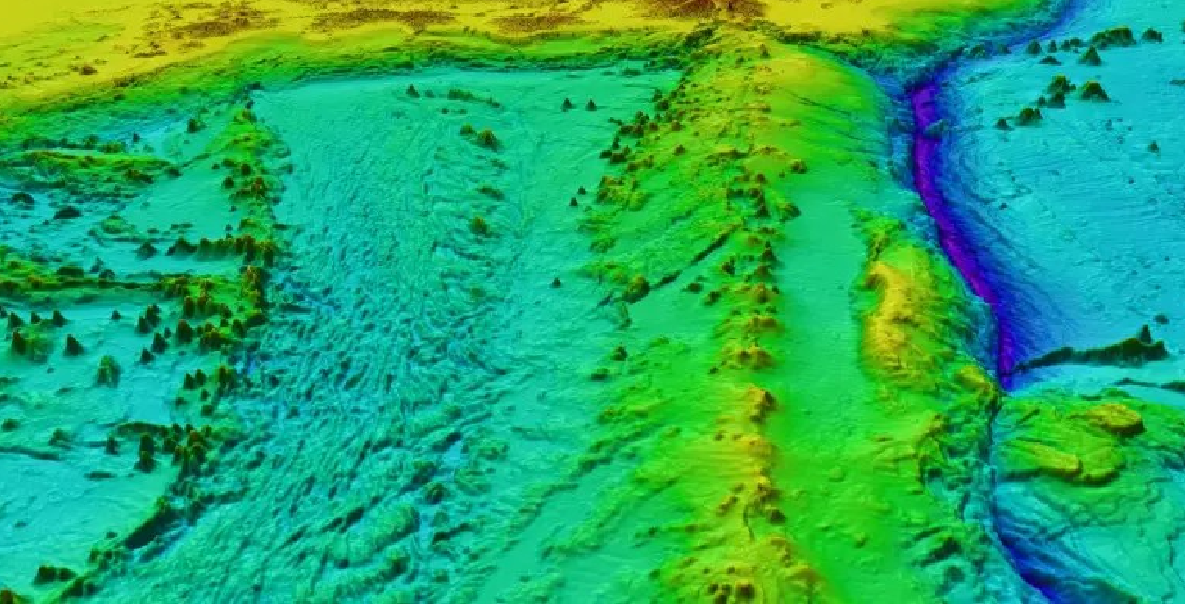 3D-Bathymetrieansicht des Marianengrabens. Grafik: GEBCO (General Bathymetric Chart of the Oceans)