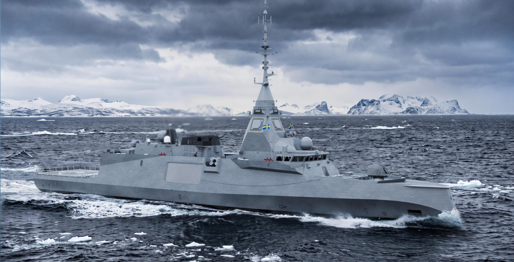 Entwurfsgrafik der schwedischen Neubaufregatte Luleå. Grafik: Swedish Defence Material Administration
