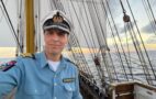 Commander Gorch Fock, Captain Elmar Bornkessel, greetings from the Atlantic