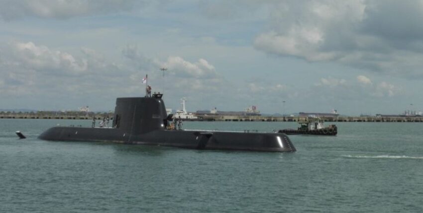 "Impeccable" arriving at RSS Singapura, the Changi Naval Base on 20 July 2023