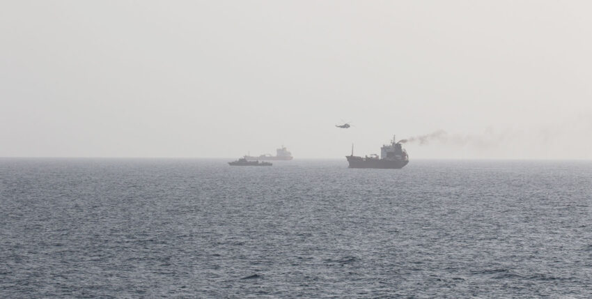Iranian forces boarding the tanker Wila in August 2020