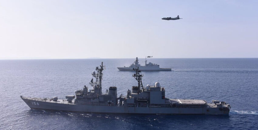 Japanese destroyer Setogiri, Italian frigate Carabiniere and a Spanish MPA