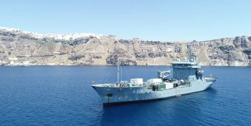 Tender Werra off the Greek island of Santorini