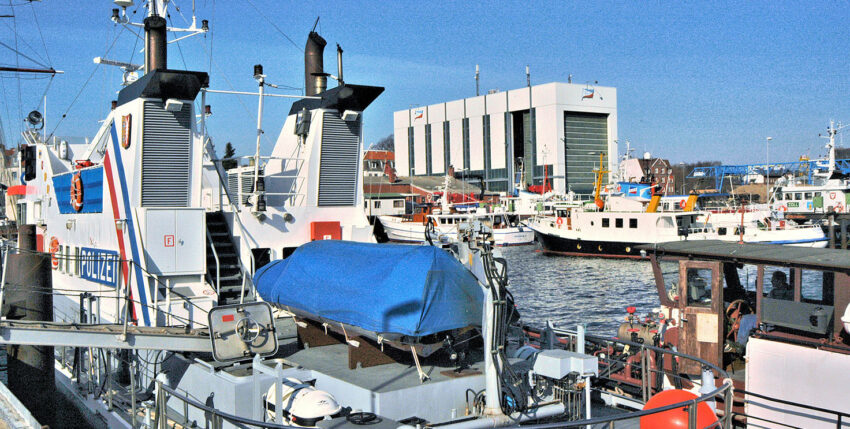 Blick auf die gut ausgelastete Werft heute