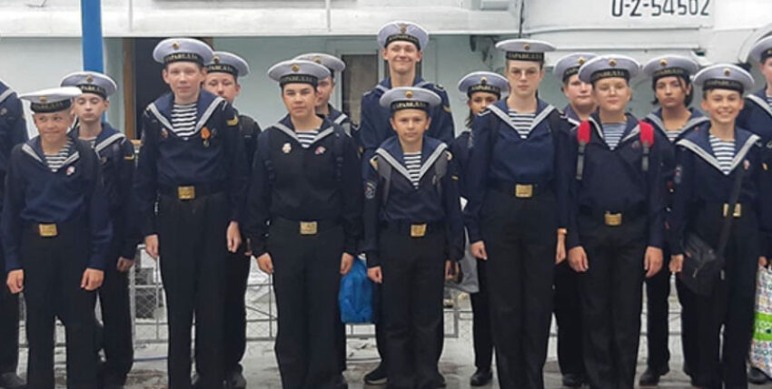 Young Russian cadets from the Karavella Children's Naval Centre