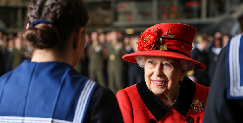Queen Elizabeth II on board the Queen Elizabeth