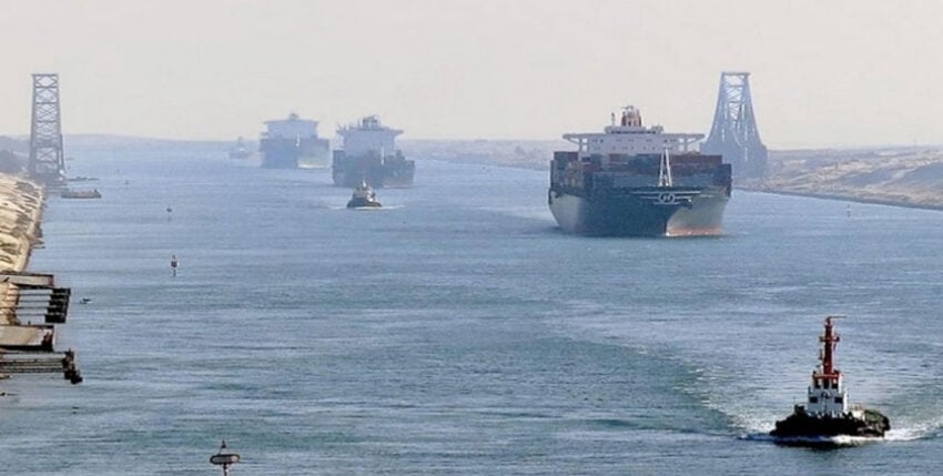 Normal heavy traffic in the Suez Canal