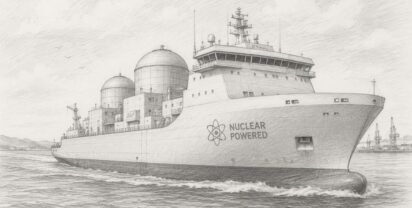 Nuklear angetriebenes Handelsschiff. Foto: KI-generiert/ChatGPT