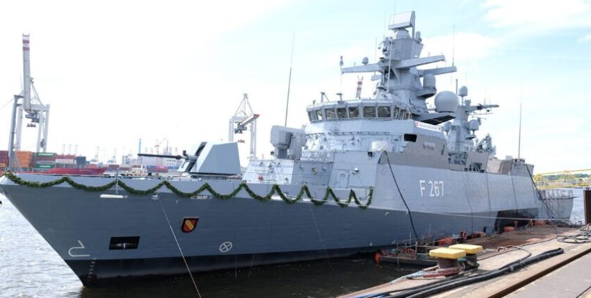 The newly christened corvette "Karlsruhe". Photo: H. Schlüter