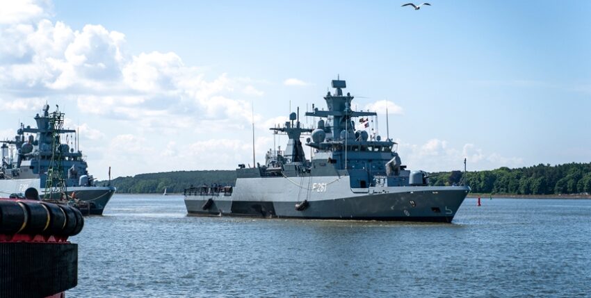 Departure of the corvette Magdeburg in Klaipeda, Photo: Bw/Marcus Mohr