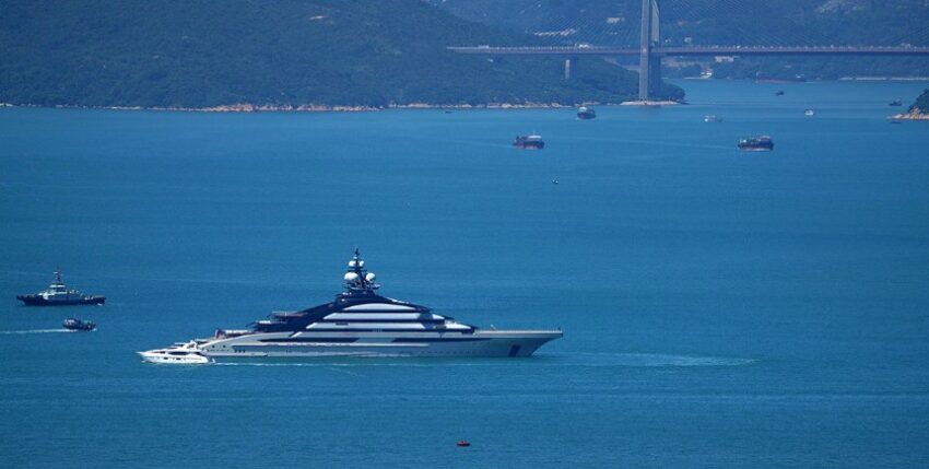 Alexei Mordashov's sanctioned yacht sails from Russia to Hong Kong in Victoria harbour