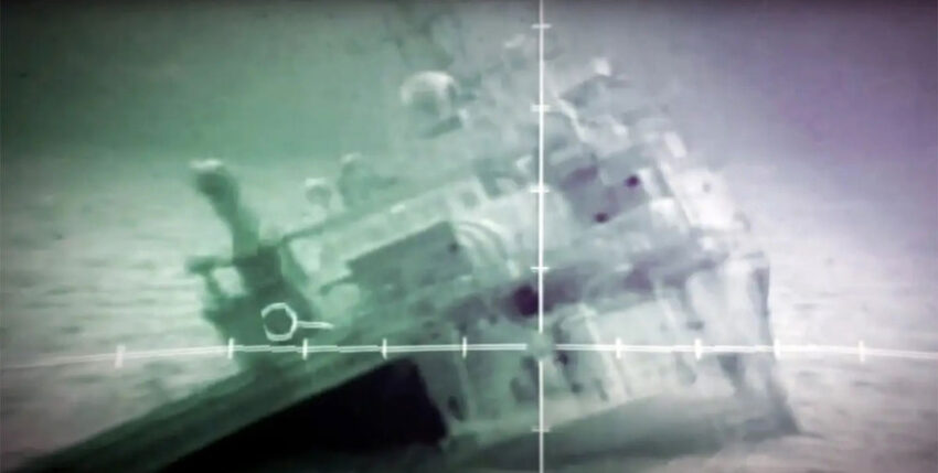 Screenshot ex-USS Denver shortly before the end of SINKEX 2 during RIMPAC22. Photo: US Navy