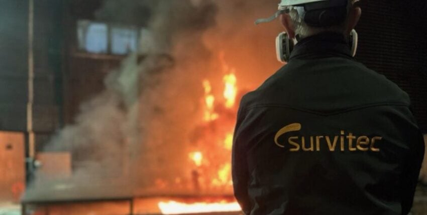 Conventional water mist does not show the expected extinguishing performance for fires in the methanol basin in tests. Photo: Survitec