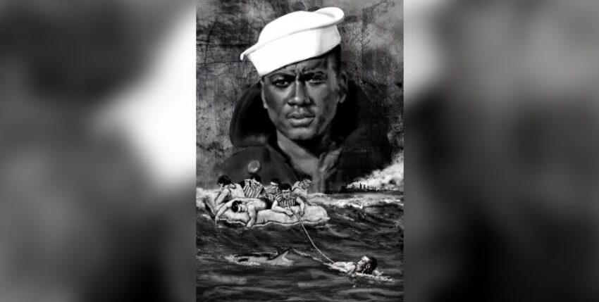 MFO Header Beitrag 840x428 px – 123 Collage zu Ehren des „menschlichen Schleppboots“ Charles Jackson French, Foto: US Navy