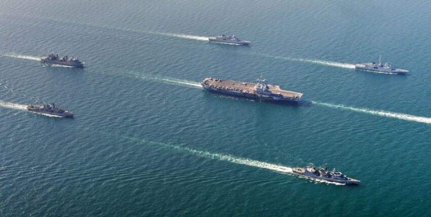 European naval power cannot do without the German Navy: here the Charles de Gaulle aircraft carrier group with German, British and French ships, Photo: Bundeswehr/Marine Nationale/Cindy Luu
