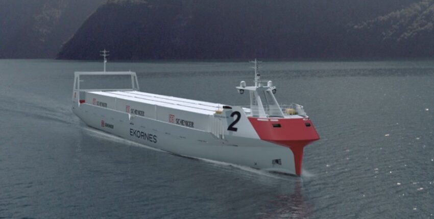 DB Schenker is planning an electrically powered autonomous coastal container feeder in Norway, photo: https://www.kongsberg.com/