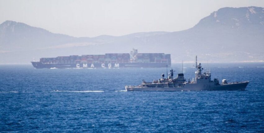 "Infanta Elena" (Descubierta class) in front of the Rock of Gibraltar. Photo: Armada