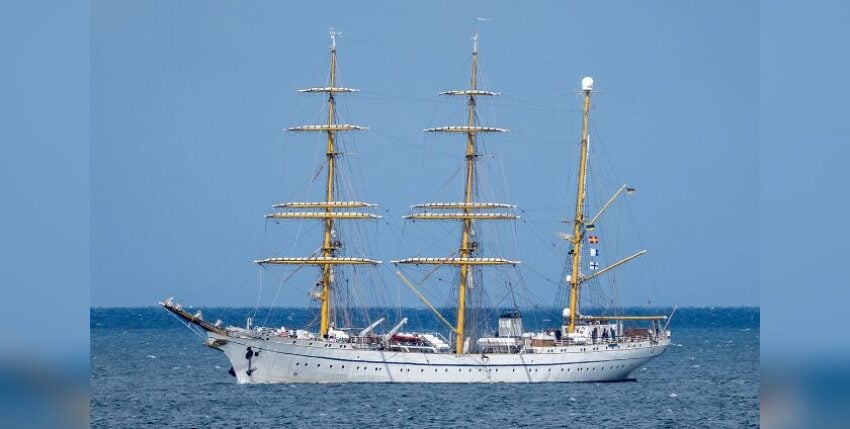 SSS Gorch Fock in Heikendorf Bay. Photo: Michael Nitz