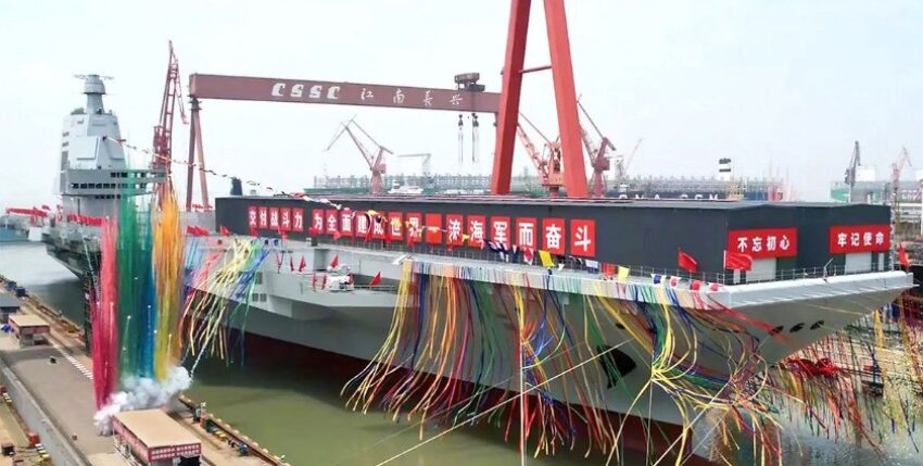 China's newest aircraft carrier "Fujian" after launching. Photo: Chinese state. media
