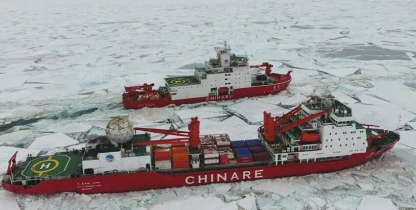 "Xue Long" (vorne) und "Xue Long 2" auf gemeinsamer Mission in der Antarktis. Foto: chinanews.cn
