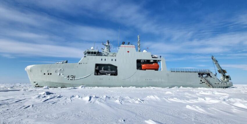 HMCS Harry DeWolf in the ice, source: RCN