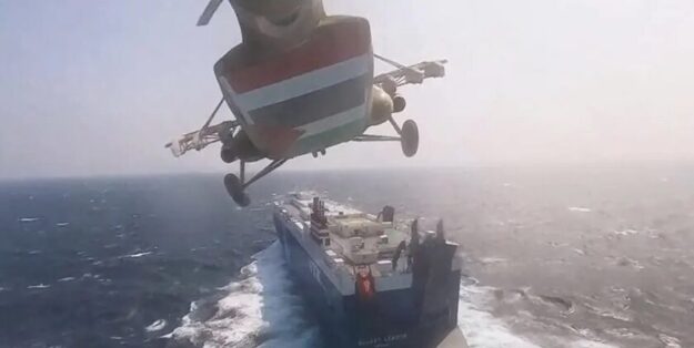 When it all began - Huthi boarding the "Galaxy Leader" Photo: Saba News Agency