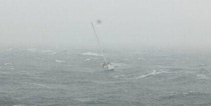 Sailor in distress in a winter storm in the North Sea. Picture: DGzRS