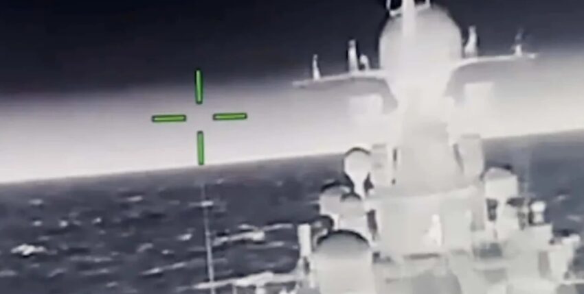 Screenshot of drone attack in the Sea of Azov, photo: SOM-Ukraine