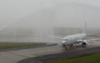Fountains of joy at the reception: first landing of a P 8 Poseidon in Nordholz Photo: hsc