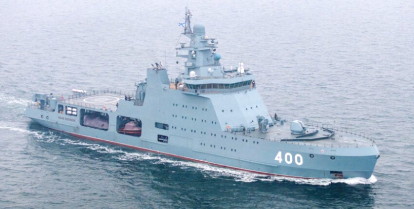 The Ivan Papanin, the Russian Navy's first military icebreaker, displaces 8500 tonnes, photo: Michael Nitz
