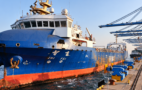 Feedership „Zhifei“ in Qingdao/China. Foto: Qingdao Port