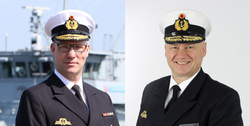 Flottillenadmiral Christian Bock (l.) und Flottillenadmiral Henning Faltin (r.)