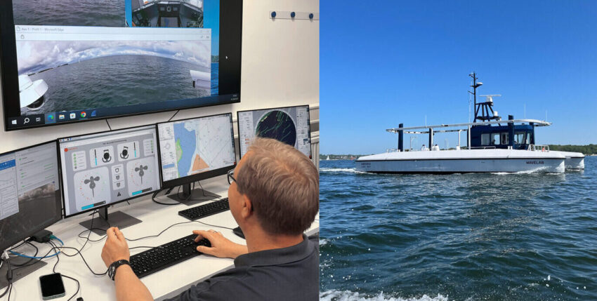 Kontrollzentrum zur Fernüberwachung der autonomen Testfähre "Wavelab". Foto: Anschütz