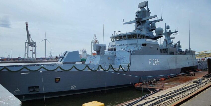 Christening of the corvette "Emden", Braunschweig class, construction number 7. photo: U. Mergener