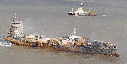 MV „Solong“ collided with tanker „Stena Immaculate“. Photo: GDWS, (Directorate-General for Waterways and Shipping)