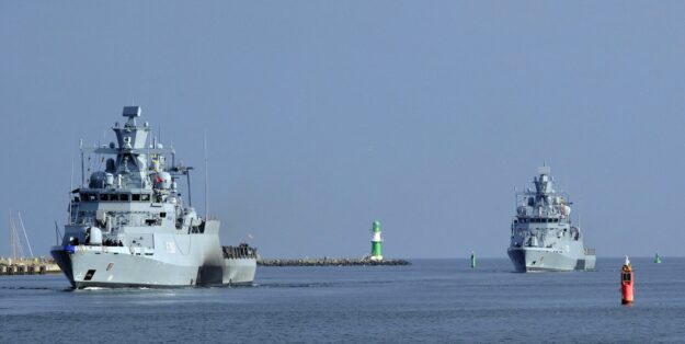 Photo: Corvette „Karlsruhe“ arrived in Warnemünde for the first time together with the „Braunschweig“. Daniel Angres