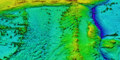 3D-Bathymetrieansicht des Marianengrabens. Grafik: GEBCO (General Bathymetric Chart of the Oceans)