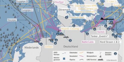Beitragsbild: Auch in Nord- und Ostsee liegen zahlreiche Unterwasserkabel. Grafik: Bundeswehr