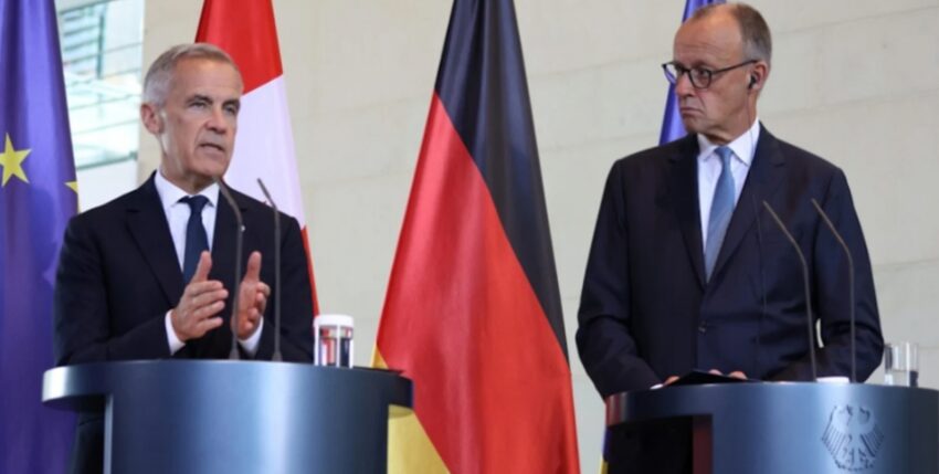 Press conference with BK Merz and PM Carney after the signing. Picture: Federal Foreign Office