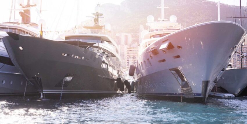 Yachts in the harbour of Monaco. Russian oligarchs try to bring their toys to safety.